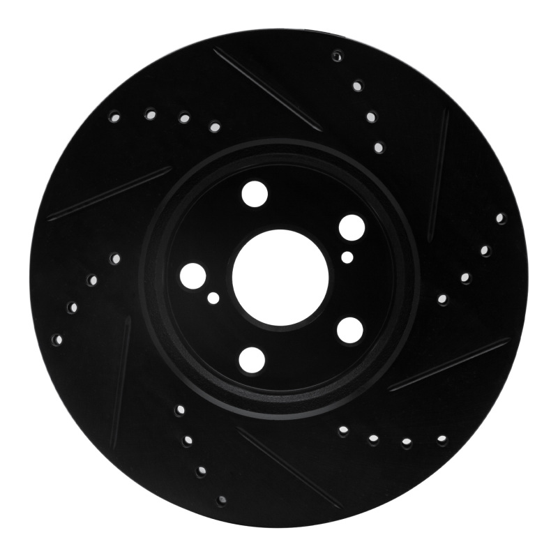 Pontiac Vibe Brake Rotor (1) - Front Left - R1 Concepts - Drilled & Slotted - Black - `08-`19